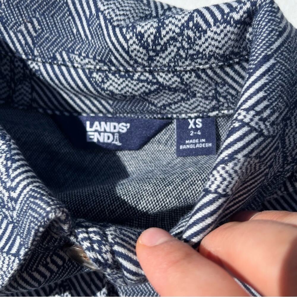 Lands’ End Blue Patterned Knit Shacket Lightweigh… - image 6